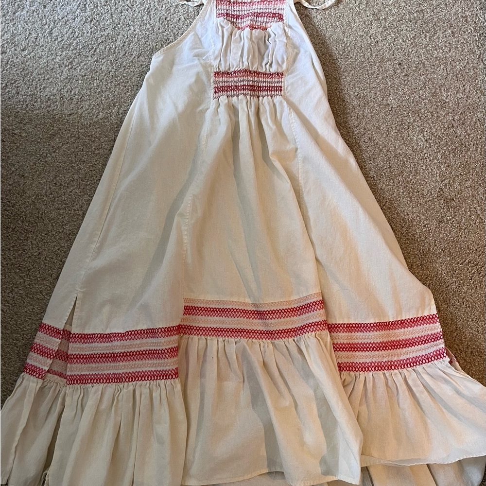 Free People Cream and Red Maxi Skirt
